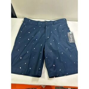 Walter Hagen‎ Perfect 11 Art Deco Golf Shorts Men's 32 Navy/Gray 10" Inseam New